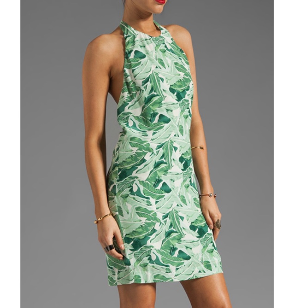 JOIE PALM PRINTED HALTER DRESS SIZE M